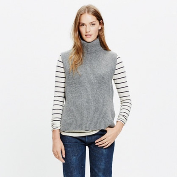 Madewell Sweaters - Madewell Gray Turtleneck Sleeveless Sweater